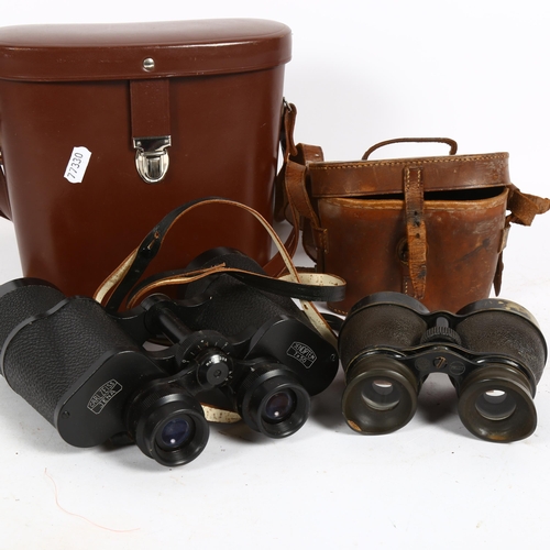 81 - A pair of Carl Zeiss Jena 7x50 binoculars, and a pair of Husun Pilot binoculars, in leather cases (2... 