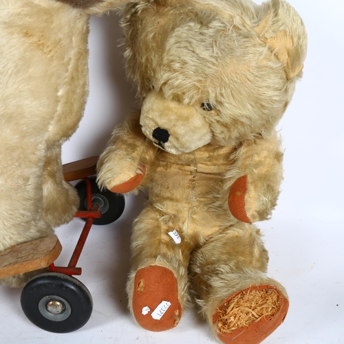 101 - A child's straw-filled dog push-along toy, and a straw-filled teddy bear (2)