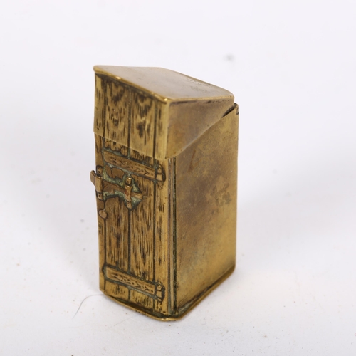 142 - A 19th century novelty brass privy toilet Vesta case, height 5cm