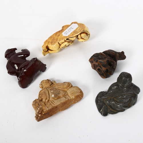 153 - Various Oriental figures, including soapstone, resin etc (5)