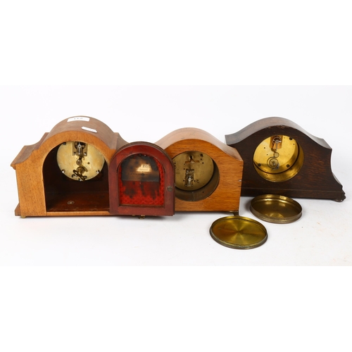 233 - 3 early 20th century dome-top mantel clocks, largest height 16cm (3)