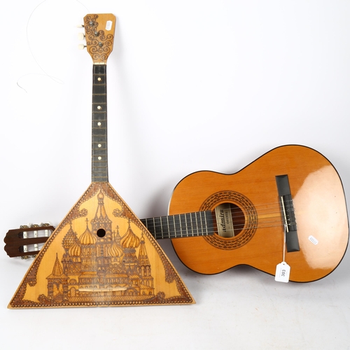 303 - Admira child's acoustic guitar, and Russian Balalaika (2)