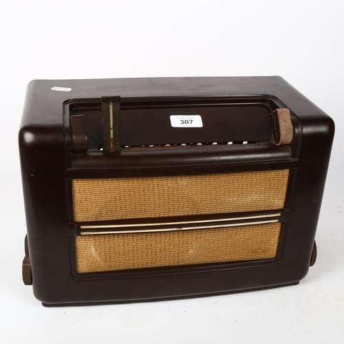307 - A Vintage Bakelite-cased valve radio, width 36cm