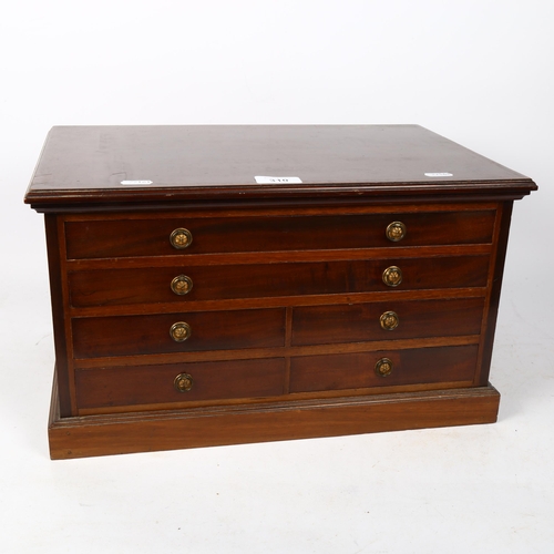 310 - A mahogany table-top collector's chest of drawers, W44cm, H25cm, D29cm