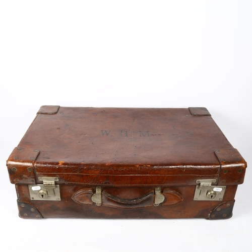 320 - A Vintage brown leather suitcase, by John Bagshaw & Sons of Liverpool, 66cm x 42cm