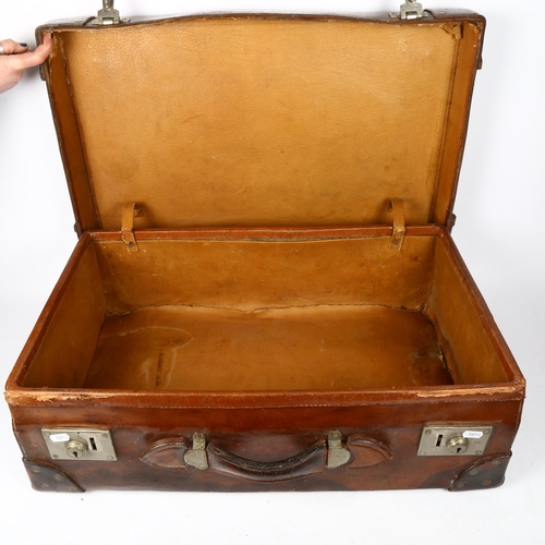 320 - A Vintage brown leather suitcase, by John Bagshaw & Sons of Liverpool, 66cm x 42cm