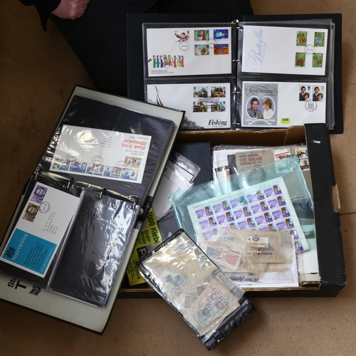 321 - A quantity of postage stamps, First Day Covers and albums (boxful)