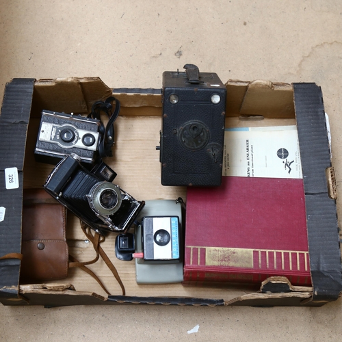 326 - Vintage cameras and accessories, including Kodak bellows example (boxful)