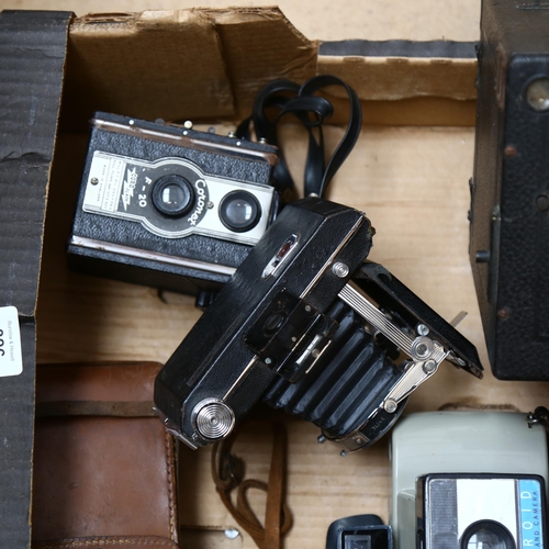 326 - Vintage cameras and accessories, including Kodak bellows example (boxful)