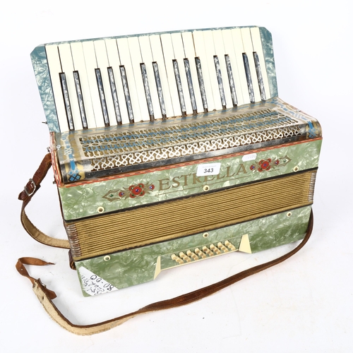 343 - A cased Vintage Estrella piano accordion