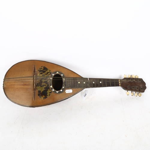 345 - An Italian rosewood and tortoiseshell mandolin, by Pietro Tonelli