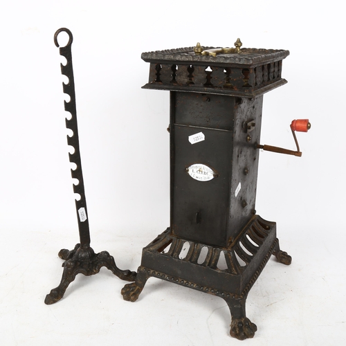 355 - An Antique French cast-iron clockwork rotisserie, height 39cm