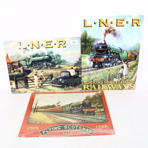 379 - 3 modern lithographed tin LNER railway signs, all 30cm x 40cm (3)