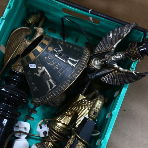 484 - Egyptian style table lamp and shade, eagles etc