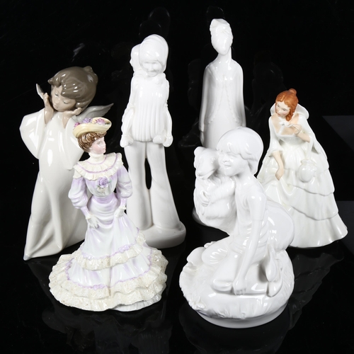 488 - 3 Spode figures, Lladro angel, 22cm, Coalport figure, and a Doulton lady (6)