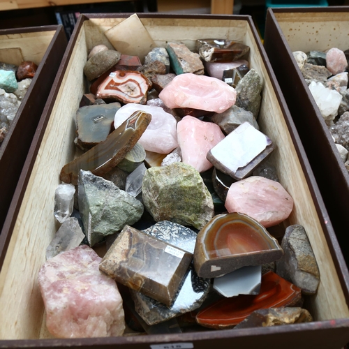 615 - A box of stone specimens, including polished agate and quartz