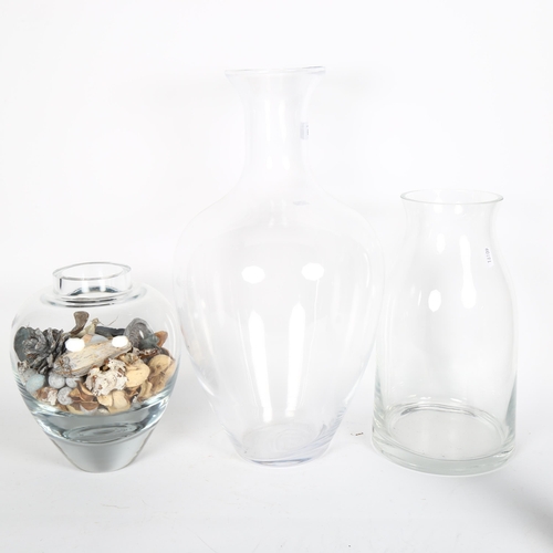 628 - A large glass vase, 50cm, and 2 others