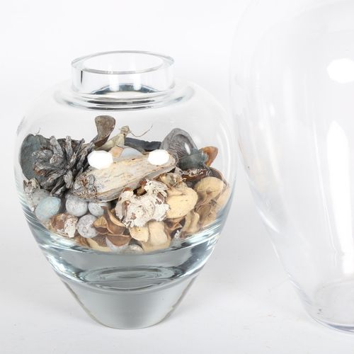 628 - A large glass vase, 50cm, and 2 others