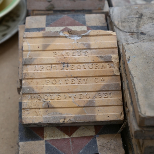 632 - A collection of floor tiles, by the Architectural Pottery Co Poole Dorset, various designs, 10cm squ... 