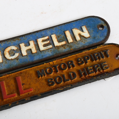 635 - 2 painted cast-iron signs for Shell and Michelin, longest length 28cm