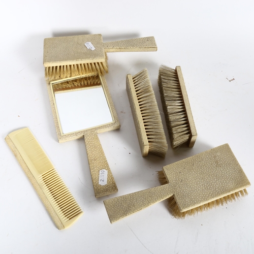 636 - An Art Deco shagreen-effect dressing table set