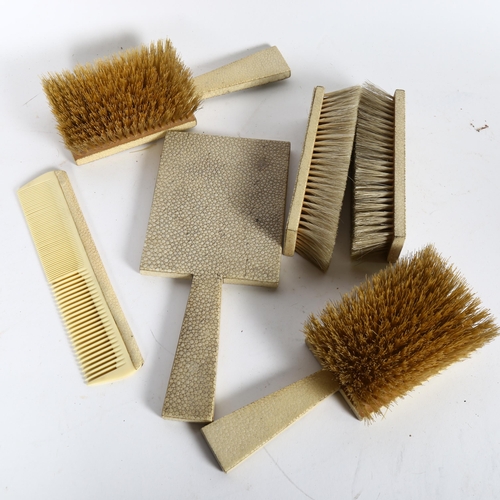 636 - An Art Deco shagreen-effect dressing table set