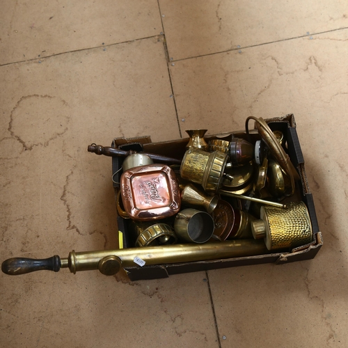 644 - Brass vases, ornaments, pump etc