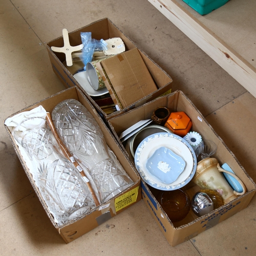651 - Kitchen scale, jugs, a pair of large glass vases etc