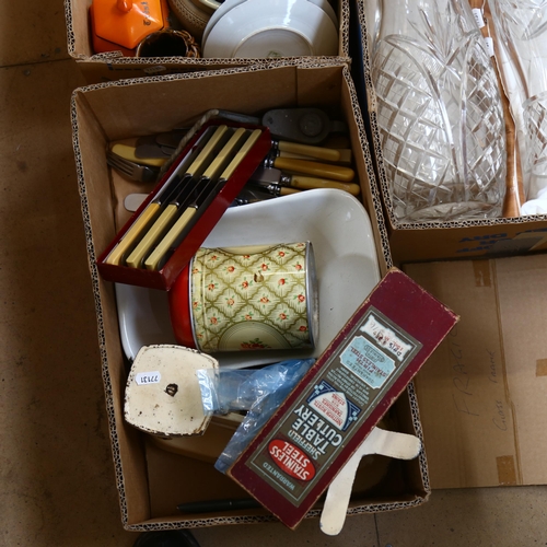 651 - Kitchen scale, jugs, a pair of large glass vases etc