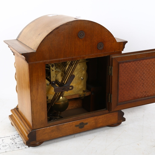 492 - A Charlwoods 8-day striking mantel clock, with barley twist columns, 32cm