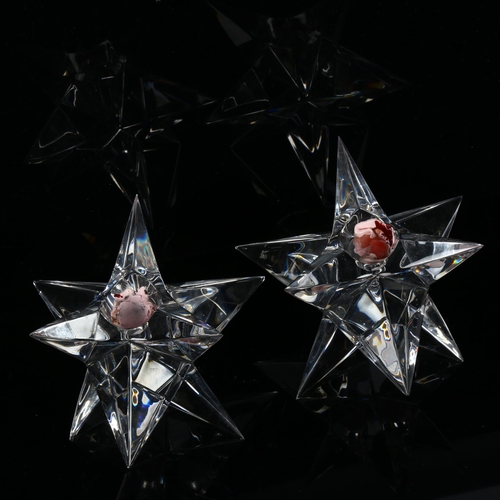 501 - VICKE LINDSTRAND for Rosenthal, a pair of glass star candle holders, in original boxes, height 10cm