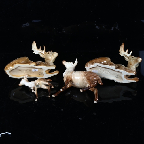 512 - 2 Beswick recumbent stag figures, 954, Beswick deer and Beswick doe (4)