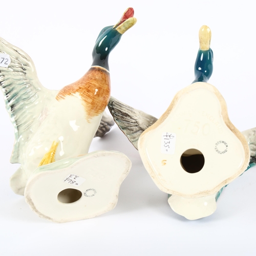 523 - A pair of Beswick mallards, with outstretched wings, 749 and 750