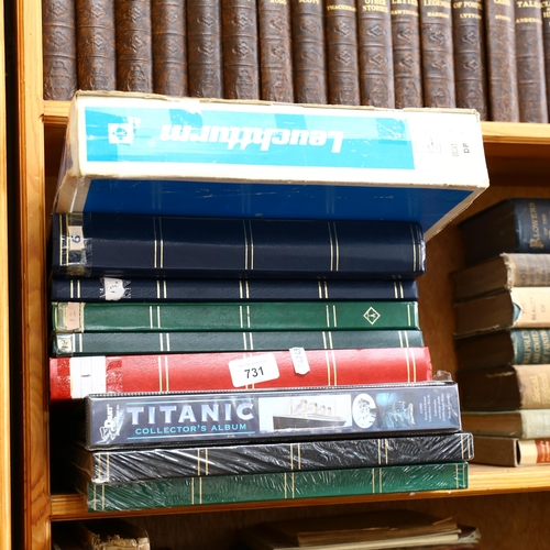 731 - 9 albums of Vintage postage stamps, including Titanic, Great Britain and world