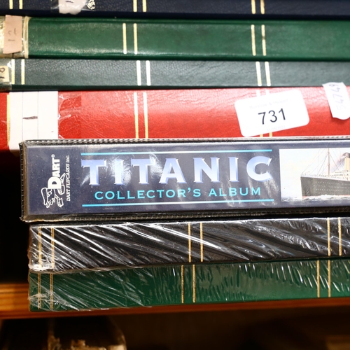 731 - 9 albums of Vintage postage stamps, including Titanic, Great Britain and world