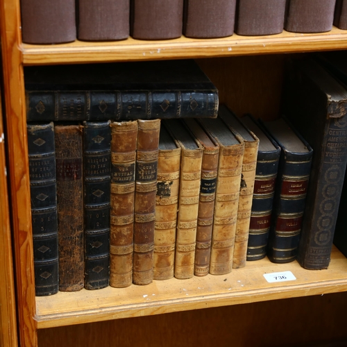 736 - Various leather-bound books, including James Browne A History Of The Highlands And Of The Highland C... 