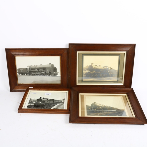 738 - 4 original locomotive photographs, including Lord Hawke, all framed