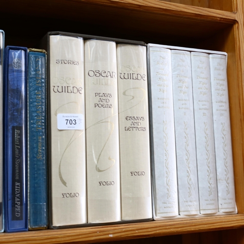 741 - A shelf of folio books, including 1001 Knights, Oscar Wilde etc