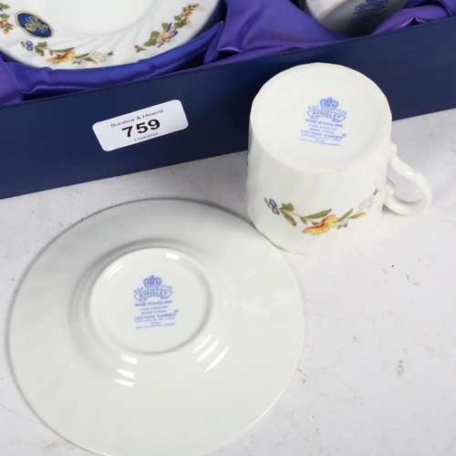 759 - Boxed Aynsley Cottage Garden pattern coffee set