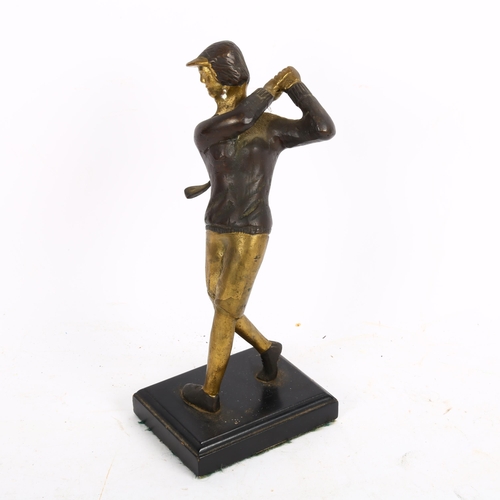 760 - Cast-brass golfer sculpture, unsigned, height 22cm