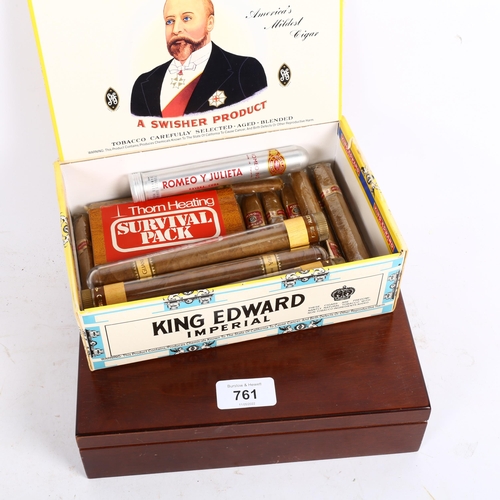 761 - Various cigars, including King Edward, Guantanamera etc, and a humidor