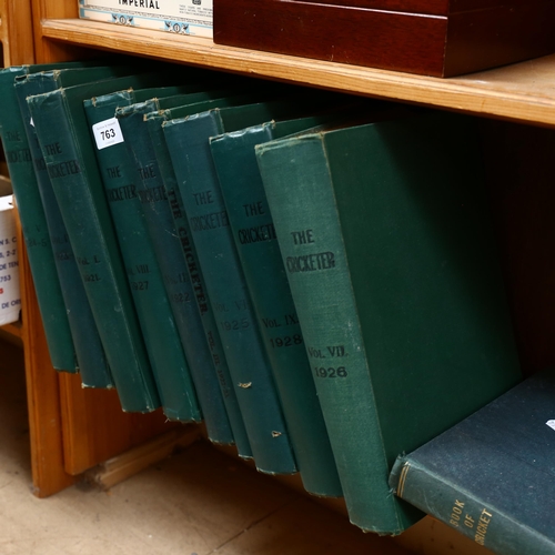 763 - 9 volumes of The Cricketer magazine, and The Book Of Cricket by C B Fry
