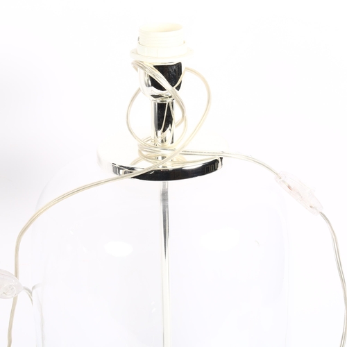 772 - A pair of clear table lamps, with matching cream shades