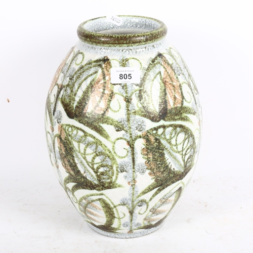 805 - A Denby vase painted by Glynn Colledge, height 30cm