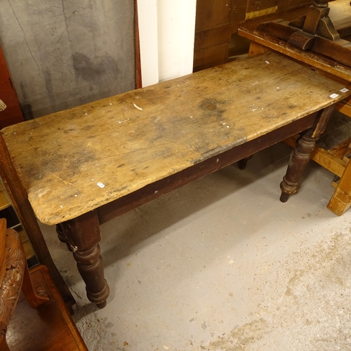 2787 - A Victorian rectangular pine side table, on baluster turned legs, L137cm, H71cm, D50cm