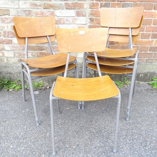 2788 - A set of 6 mid-century bent-ply stacking school chairs