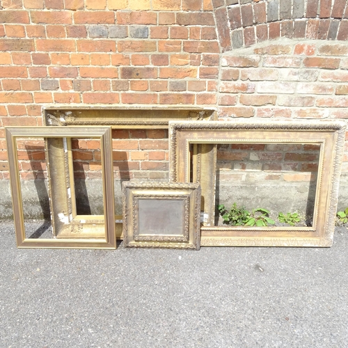 2790 - 2 large Antique giltwood and gesso pictures frames, largest W88cm, H109cm, and another (3, all A/F)