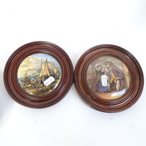 634 - 4 Pratt Ware pot lids, framed, 15cm overall