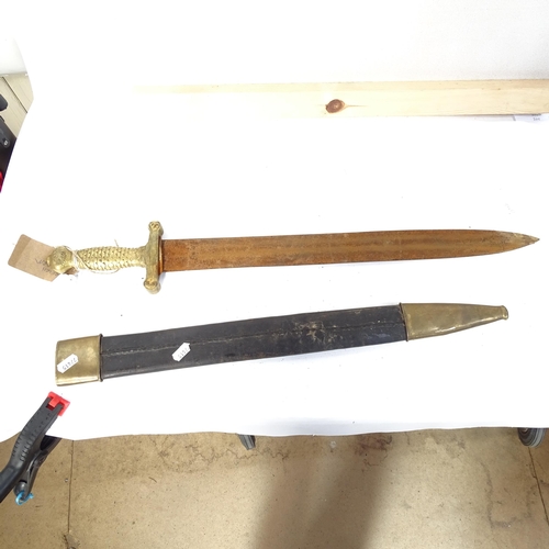 50 - 2 brass-handled swords and scabbards (2)