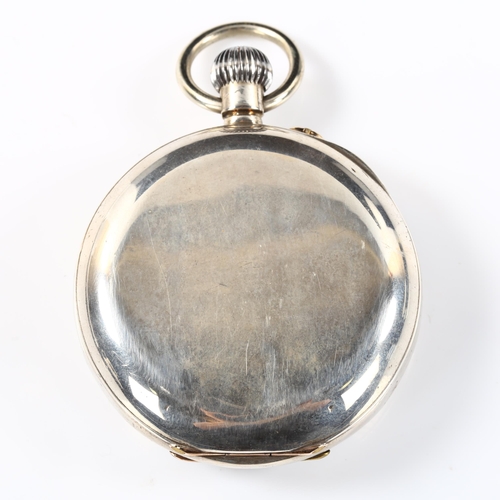 61 - A late 19th century Swiss silver-cased open-face keyless-wind chronometer pocket watch, white enamel... 